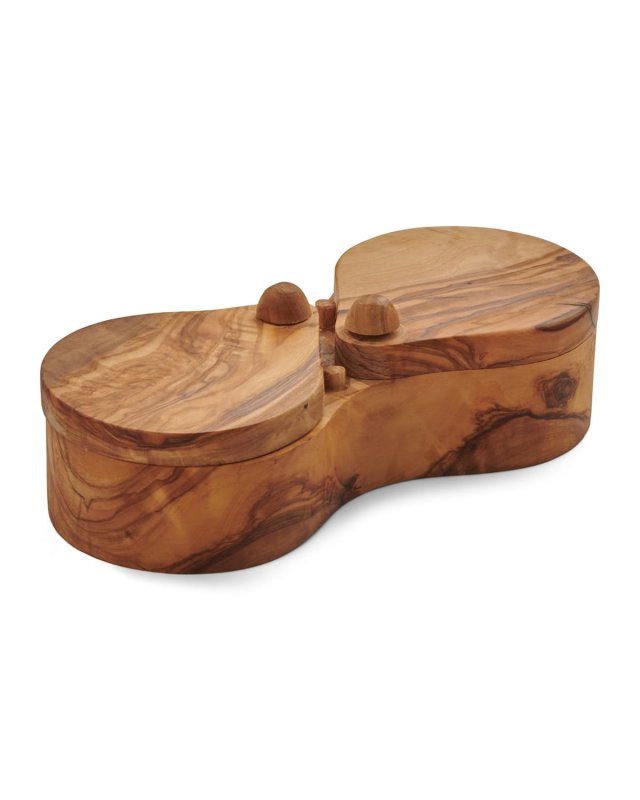 Olive Wood Double Salt Keeper